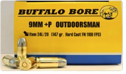 Buffalo Bore Ammunition Outdoorsman 9mm  P 147Gr JHP 20Rds