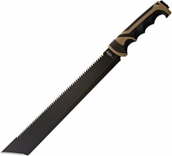Timberline Javelin Machete with Black and Coyote Co-Molded Rubber Handles and Black Oxide Coated High Carbon Stainless Steel Plain Edge Blades Model 6640