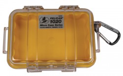 Pelican 1020 Micro Watertight Dry Box, 6.37x4.75x2.12in - Clear Yellow w/Carabiner